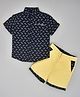 YOUMAA Cotton Half Sleeves Zebra Printed Shirt & Shorts - Royal Blue