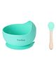 Tony Stark Silicone Bowl & Spoon for Baby Feeding, Good Suction Design for Toddler & Baby Bowl and Spoon Set, Non-Slip, BPA-Free Baby Product (Cyan)