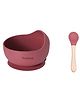 Tony Stark Silicone Bowl & Spoon for Baby Feeding, Good Suction Design for Toddler & Baby Bowl and Spoon Set, Non-Slip, BPA-Free Baby Product (Wine Red)