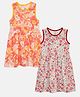 Kiddopanti Pack Of 2 Cotton Jersey Sleeveless Floral Printed Dress - Multi Colour