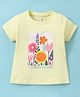 CUCUMBER Sinker Knit Half Sleeves Top with Floral Print - Light Lemon