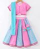 Saka Designs Georgette Half Sleeves Embroidered Choli Lehenga Set with Dupatta - Pink & Blue