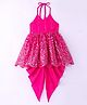 Saka Designs Woven Net Sleeveless Kurta Dhoti Set with Sequins - Magenta
