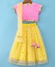 Saka Designs  Georgette Woven Half Sleeves Choli & Lehenga Set with Dupatta Mirror Work Lace & Sequin Detailing - Pink & Yellow