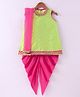 Saka Designs Sleeveless Kurta Dhoti Set with Dupatta Foil Print - Green & Magenta