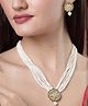 NVR Women White & Gold-Plated Kundan & Pearl Jewellery Set - White