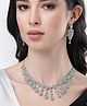 NVR women silver plated Green CZ stone handcrafted jewellery set - Green