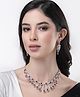 NVR women silver plated Red CZ stone handcrafted jewellery set - Red
