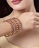 NVR Women Set Of 4 Gold-Plated Red Kundan-Studded Traditional Bangles - Red