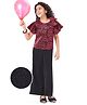 Hola Bonita Glitter Half Sleeve Top With Bow & Pant - Red & Black