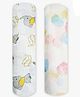 Polka Tots Muslin Soft 100 % Cotton Multipurpose Swaddle Wrap Set - White - Baby Elephant & Multicolor Dots - Pack Of 2
