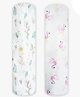 Polka Tots Muslin Soft 100 % Cotton Multipurpose Swaddle Wrap Set - White - Flamingo Fingers & Bloomy Bear - Pack Of 2