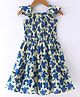 M'andy Frill Sleeves Floral Printed Dress - Blue