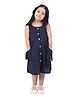 CLOTH BITES Sleeveless Abstract Printed Shirt Dress - Black