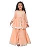 CLOTH BITES Three Fourth Lace Embellished Kurta With Sharara - Peach