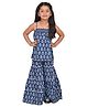 CLOTH BITES Sleeveless Floral Printed & Lace Embellished Kurta With Sharara - Blue