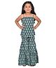 CLOTH BITES Sleeveless Floral Printed & Lace Embellished Kurta With Sharara - Green