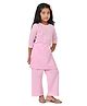 CLOTH BITES Three Fourth Sleeves Lace Embellished Kurta With Pant - Pink