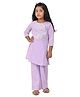 CLOTH BITES Three Fourth Sleeves Lace Embellished Kurta With Pant - Purple