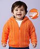 Babyoye 100% Cotton Knit Full Sleeves Front Open Hooded Sweaters with Cable Knit Design - Orange