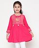 ISHTI Three Fourth Sleeves Sequin Embroidered Top - Rani Pink