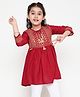 ISHTI Three Fourth Sleeves Sequin Embroidered Top - Maroon