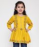 ISHTI Three Fourth Sleeves Mirror Work & Floral Embroidered Detailed Top - Yellow