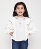 ISHTI Frill Sleeves Floral Embroidered Top - White