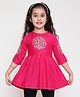 ISHTI Rayon Three Fourth Sleeves Floral Embroidered Peplum Top - Rani