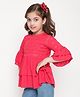 ISHTI Three Fourth Frill Sleeves & Sequin Detailed Top - Red