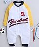 BUMZEE Raglan Full Sleeves Baseball Theme Romper - White & Yellow