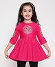 ISHTI Three Fourth Sleeves Floral Embroidered Top - Rani Pink