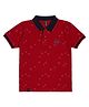 Earth Conscious  Half Sleeves Abstract Printed Polo Tee - Red