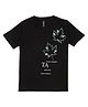 Earth Conscious Half Sleeves Leaves Printed Tee - Black
