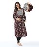 Bella Mama Woven  Three Fourth Sleeves Maternity Kurta Floral Print & Embroidered Yoke  - Maroon
