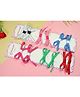 Kamule Set Of 12 Bow Detailed Hair Clips - White Pink Green Blue & Red