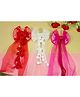 Kamule Set Of 3 Pearl Charmed Net Bow Embellished Hair Clips - Red White & Dark Pink