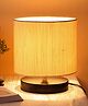 Devansh Off White Cotton Shade  Lamp with Black  Wood Base