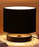 Devansh  Black Cotton Shade  Lamp with  Black   Wood Base