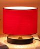 Devansh  Red  Cotton Shade  Lamp with  Black Wood Base