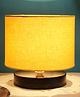 Devansh Yellow Cotton Shade  Lamp with  Black Black Wood Base