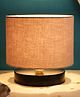 Devansh Grey Cotton Shade  Lamp with  Black  Wood Base