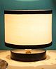 Devansh  White & Black  Shade  Lamp with  Black  Wood Base
