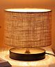 Devansh Beige Jute Shade  Lamp with  Black  Wood Base