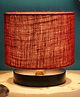 Devansh Maroon  Jute Shade  Lamp with  Black  Wood Base