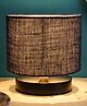 Devansh Blue Jute Shade  Lamp with  Black  Wood Base