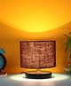 Devansh Brown  Jute Shade  Lamp with  Black  Wood Base