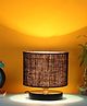 Devansh Black  Jute Shade  Lamp with  Black  Wood Base