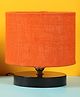 Devansh Orange Jute Shade  Lamp with  Black  Wood Base