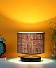 Devansh Grey Jute Shade  Lamp with  Black  Wood Base